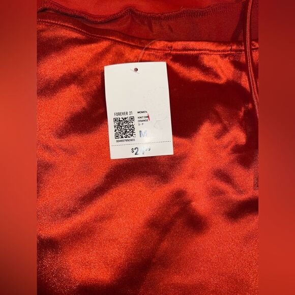 Satin Lace-Back Mini Dress in orange size M - Picture 4 of 7